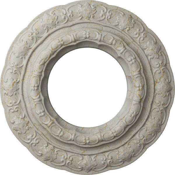 Ekena Millwork Lisbon Ceiling Medallion (Fits Canopies up to 7"), 15 3/8"OD x 7"ID x 1"P, Pot of Cream Crackle CM15LIPCC - main
